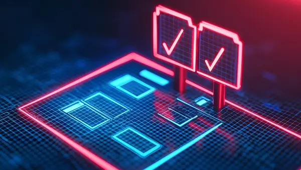 Digital checklist and data processing concept representing AI readiness assessment