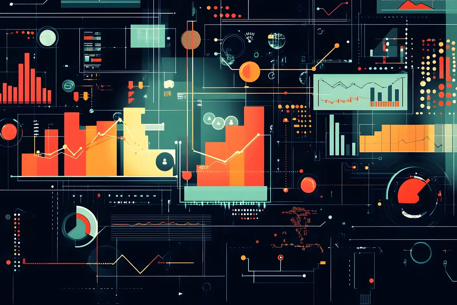 Business process automation dashboard with data visualization showing workflow efficiency metrics