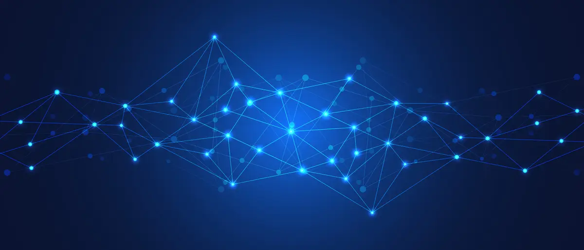Connected technology network representing integrated business workflows and custom web presence development in Central Florida