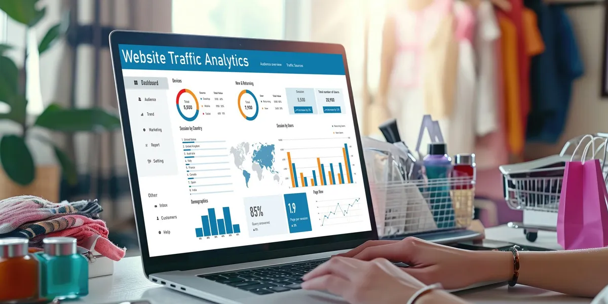 Ecommerce analytics dashboard showing conversion metrics and online store performance data
