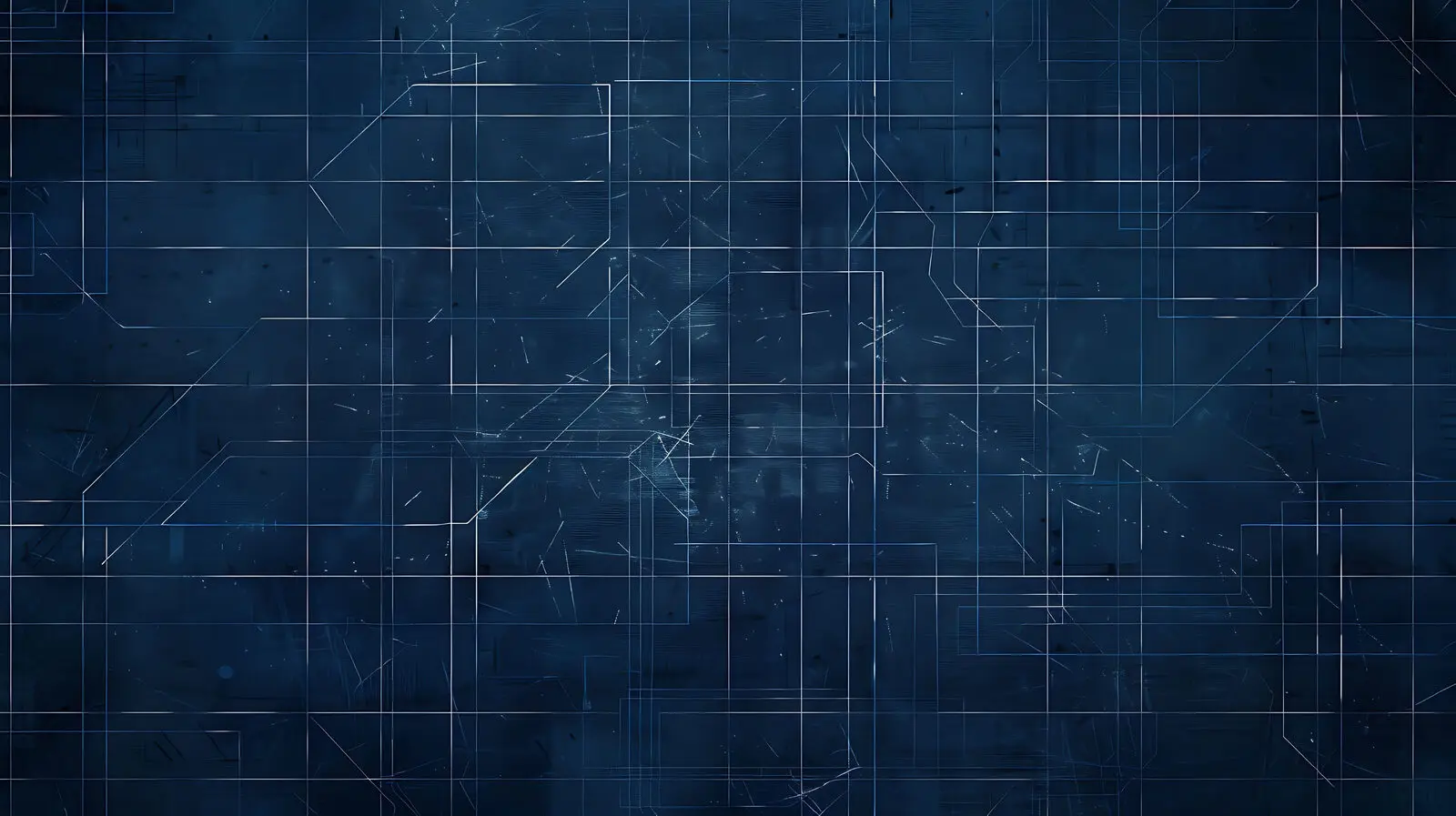 Intricate technical blueprint pattern on dark blue background representing fractional CTO technology strategy and planning