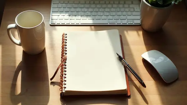 Modern desk workspace representing fractional CTO technology leadership