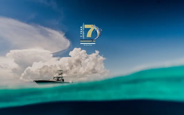 EdgeWater Boats website homepage with a center-console boat offshore