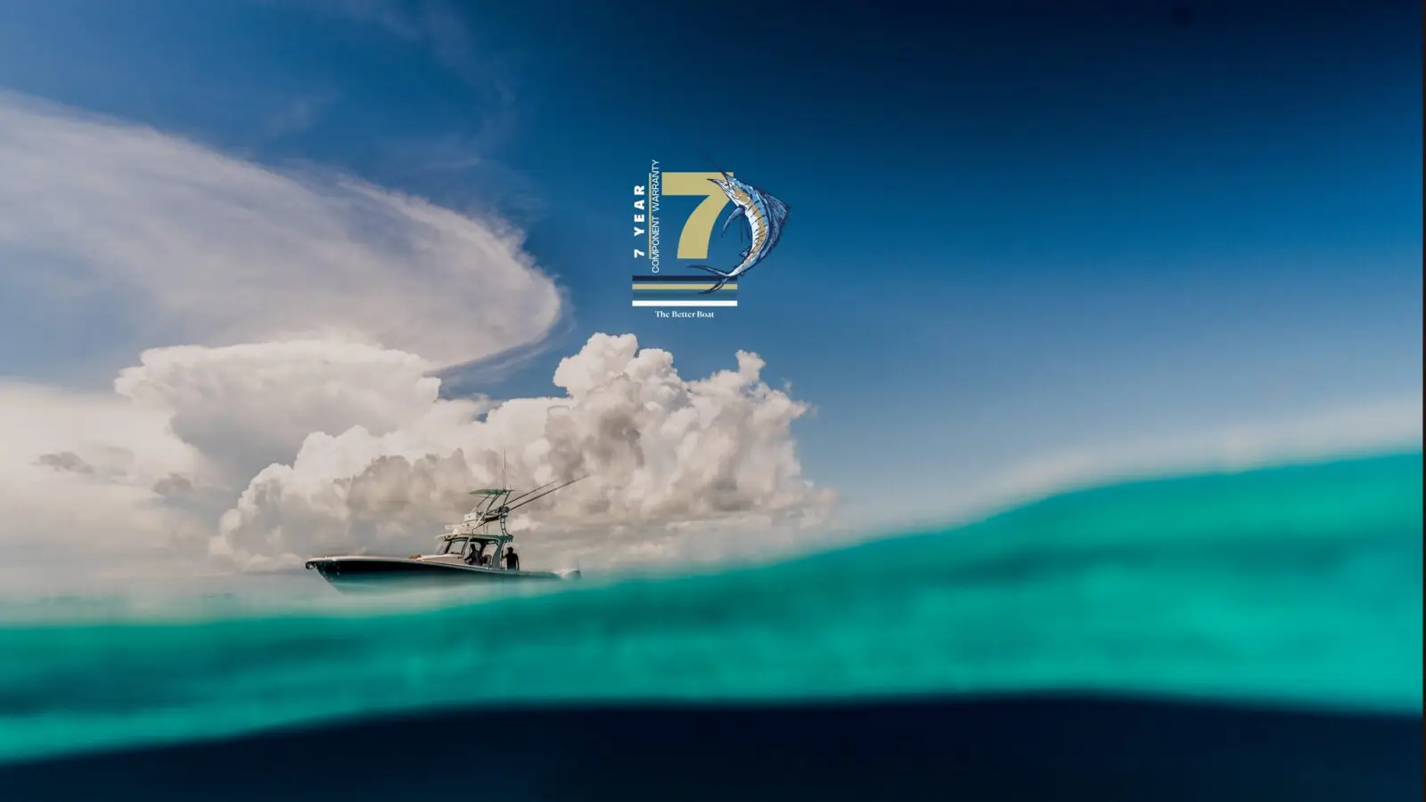 EdgeWater Boats premium website homepage with center console boat offshore