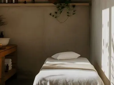 Minimalist spa treatment room representing med spa technology