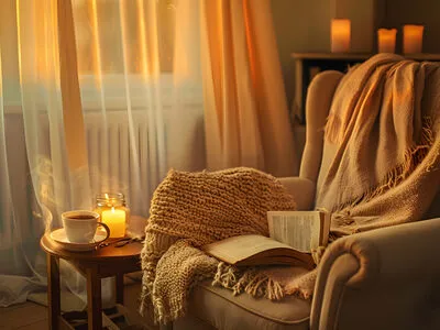 Cozy armchair with knit throw representing senior care comfort