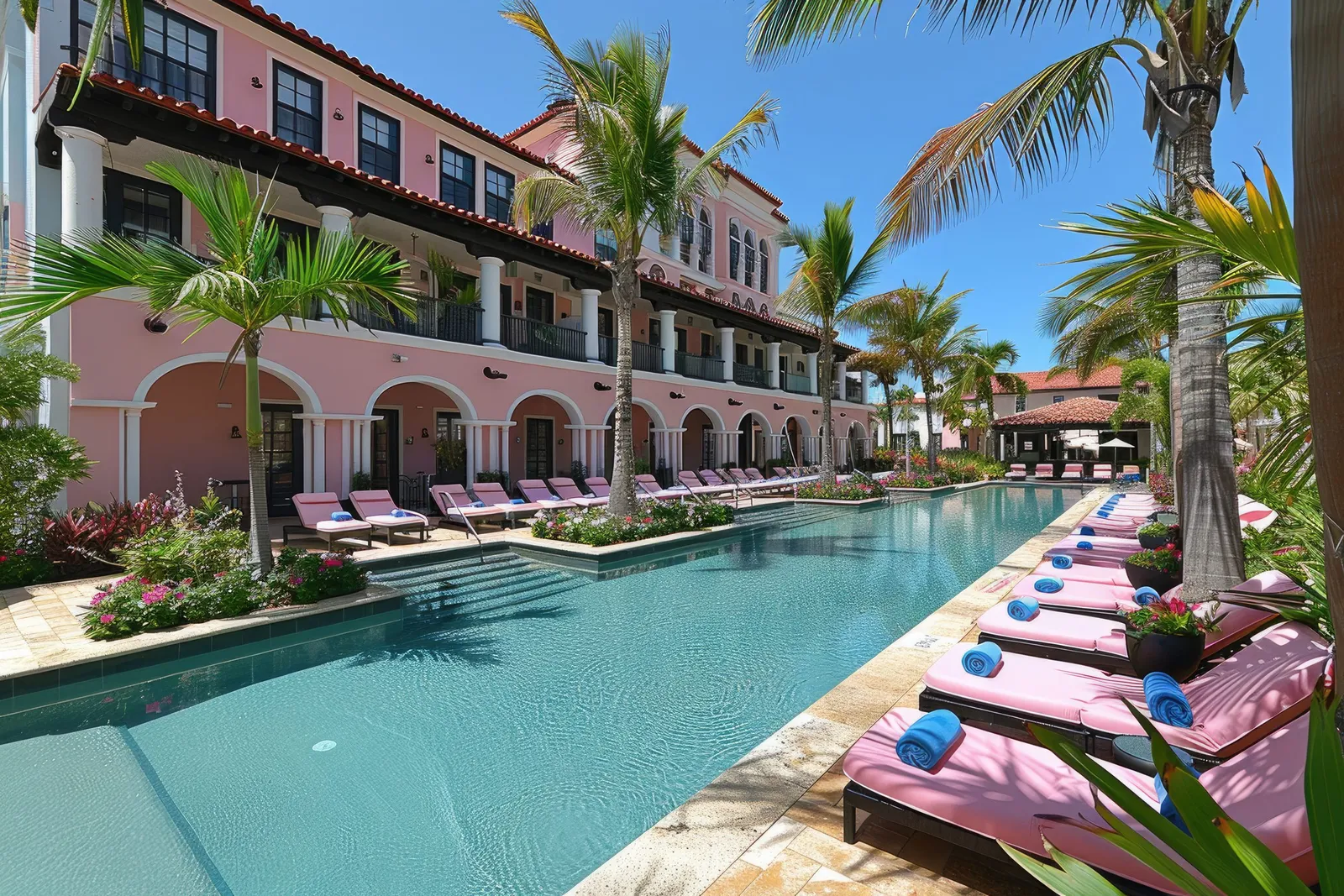 Luxury resort pool and tropical landscaping representing the tourism and hospitality industry that drives Clearwater and Tampa Bay area economies