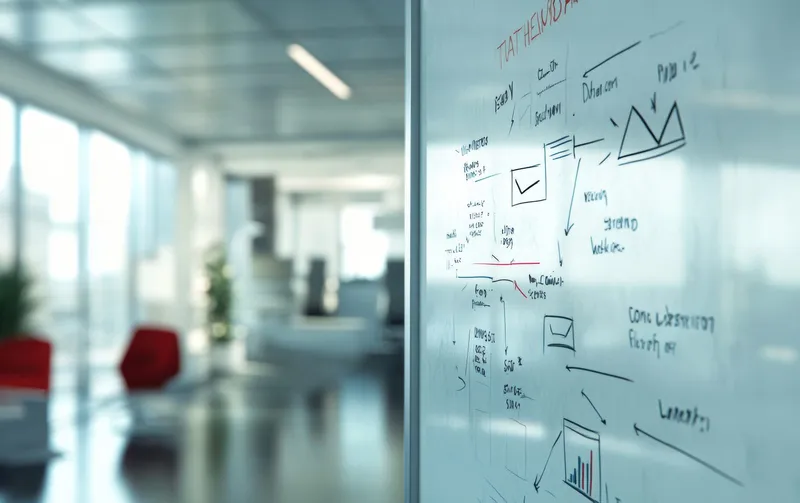 Whiteboard with handwritten strategy notes and planning diagrams representing fractional CTO technology leadership for Tampa Bay businesses
