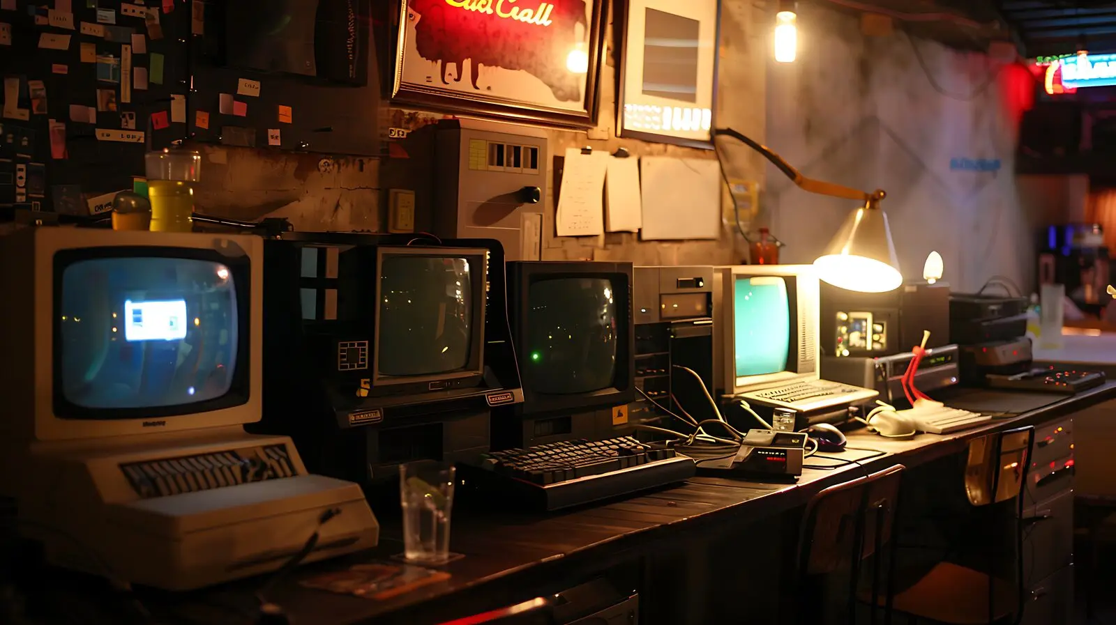 Vintage computers and monitors on a desk representing outdated website technology that needs modernization