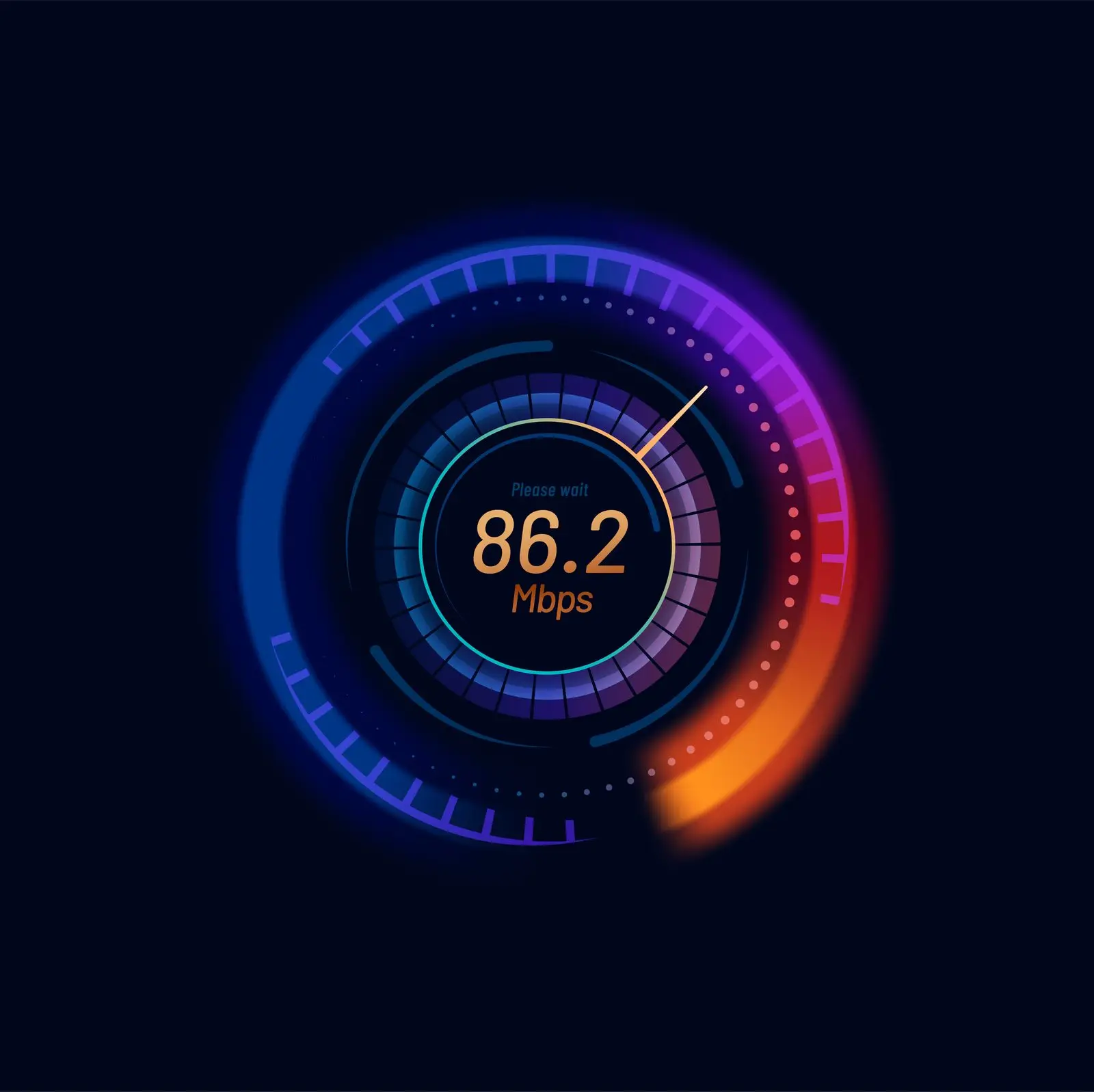 Internet speed meter gauge representing website loading performance and optimization