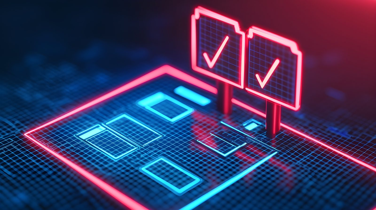 Digital checklist and data processing concept representing AI readiness assessment