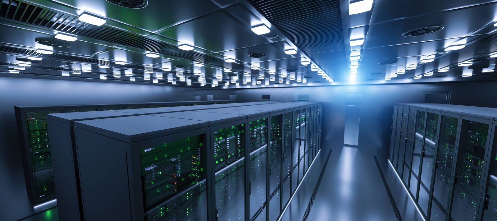 Server room data center infrastructure representing the technical foundation needed for AI adoption