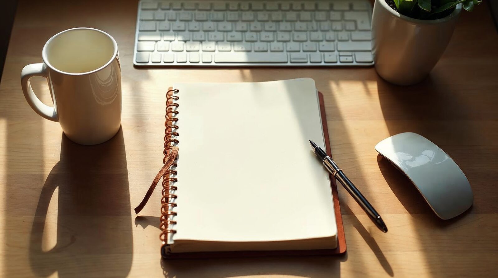 Modern desk workspace representing fractional CTO technology leadership