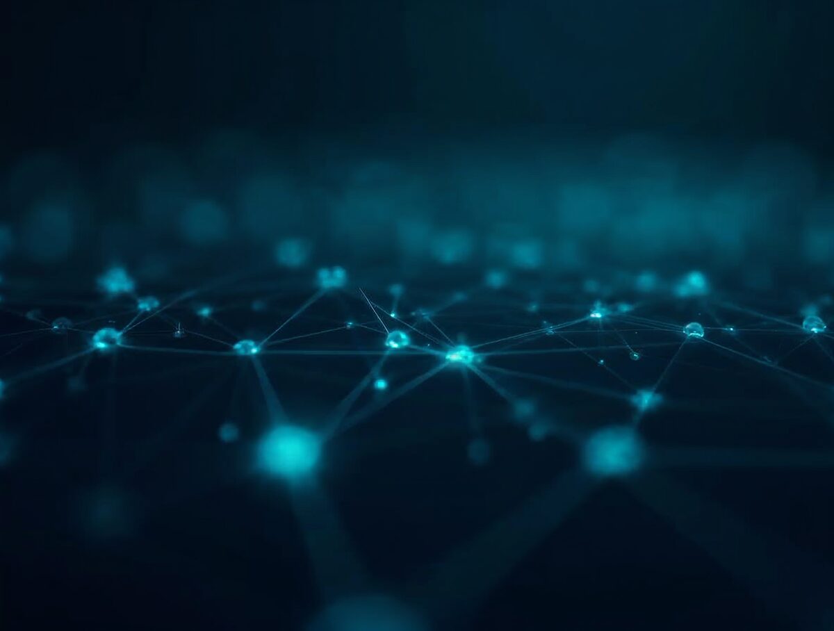 Abstract network of connected nodes representing fractional CTO technology strategy oversight