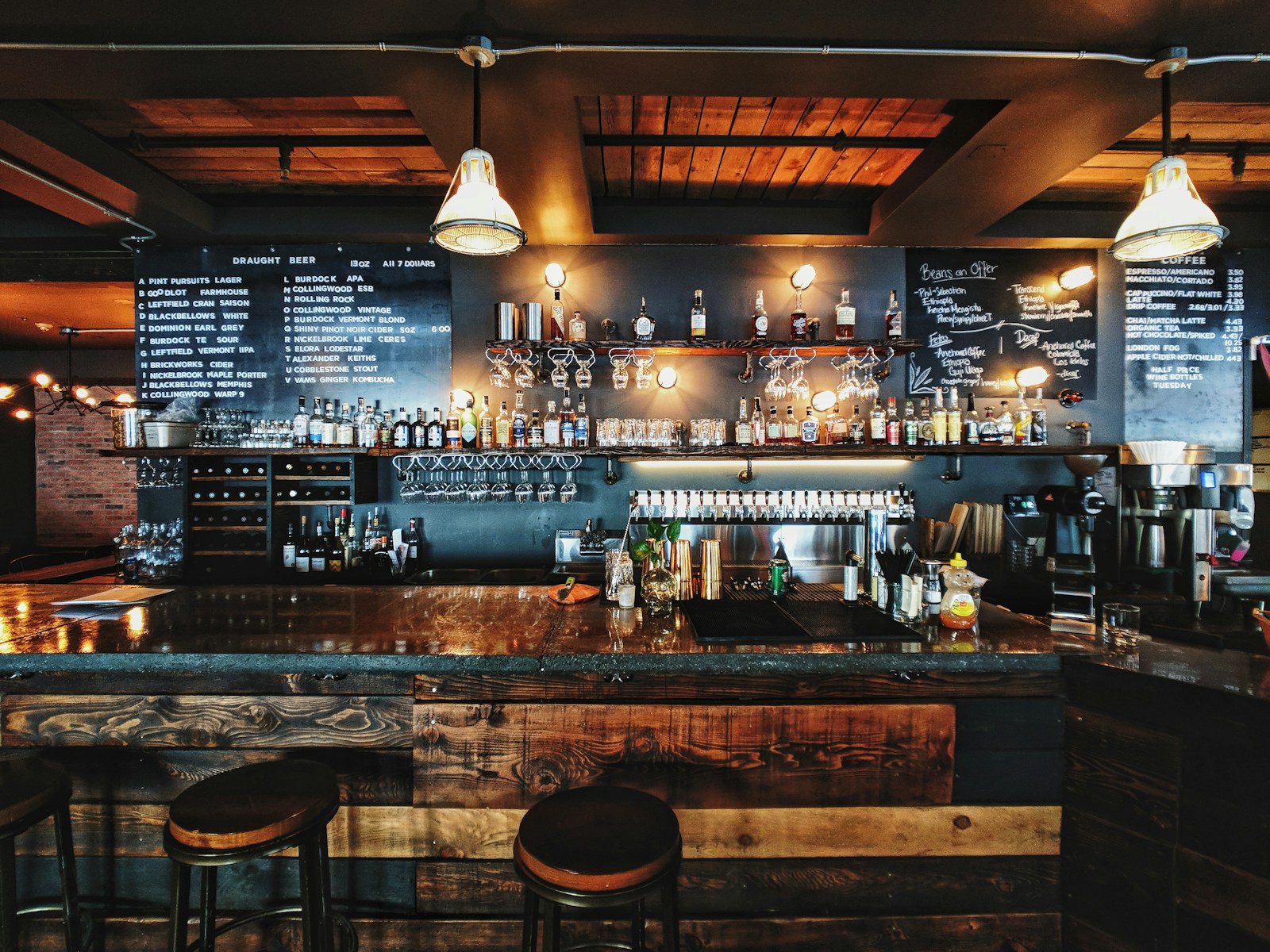 Busy restaurant interior with warm lighting and modern design
